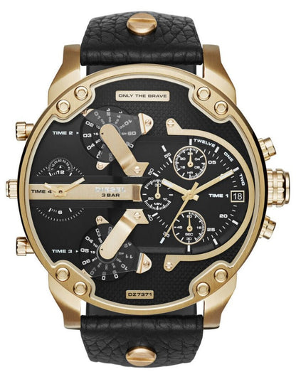 Diesel DZ7371 Mr. Daddy Chronograph Men's Watch – Black Dial & Black Leather Strap