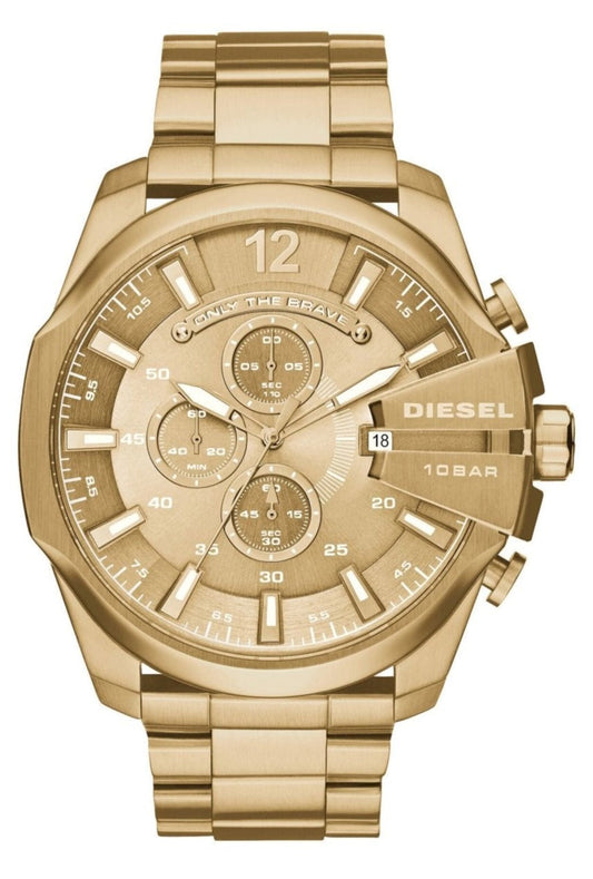Diesel DZ4360 Mega Chief Chronograph Men's Watch – Gold Dial & Gold Stainless Steel Strap