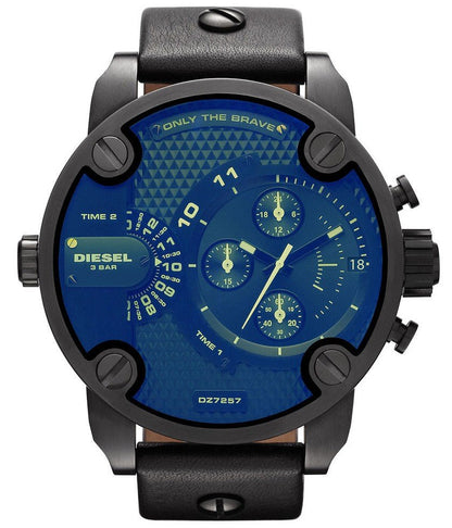 Diesel DZ7257 Little Daddy Chronograph Men's Watch – Blue Dial & Black Leather StrapDiesel DZ7257 Little Daddy Chronograph Men's Watch – Blue Dial & Black Leather Strap