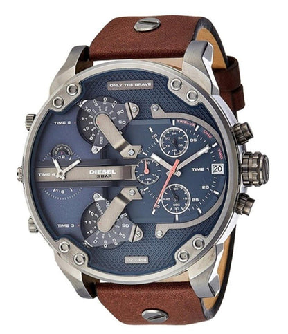 Diesel DZ7314 Mr. Daddy Chronograph Men's Watch – Blue Dial & Brown Leather Strap