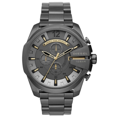 Diesel DZ4466 Mega Chief Chronograph Men's Watch – Grey Dial & Grey Stainless Steel Strap