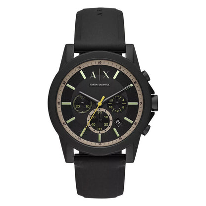 Armani Exchange Outerbanks AX1343 Men's Chronograph Watch – Black Dial with Black Silicone Strap