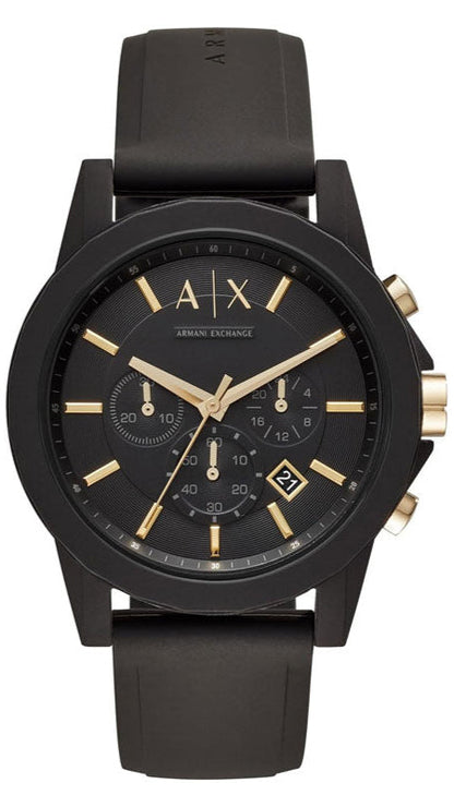 Armani Exchange Outerbanks AX7105 Men's Chronograph Watch – Black Dial with Black Stainless Steel Strap