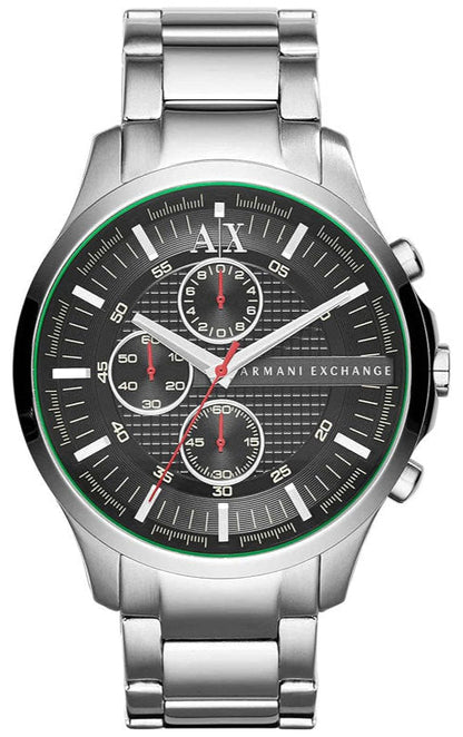 Armani Exchange Hampton AX2163 Men's Chronograph Watch – Black Dial with Silver Stainless Steel Strap