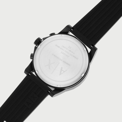 Armani Exchange Outerbanks AX1343 Men's Chronograph Watch – Black Dial with Black Silicone Strap