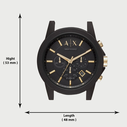Armani Exchange Outerbanks AX7105 Men's Chronograph Watch – Black Dial with Black Stainless Steel Strap