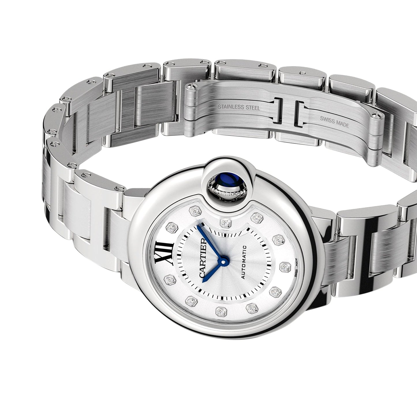Ballon Bleu de Cartier 33 | 33mm, Steel, Diamond Silver Dial