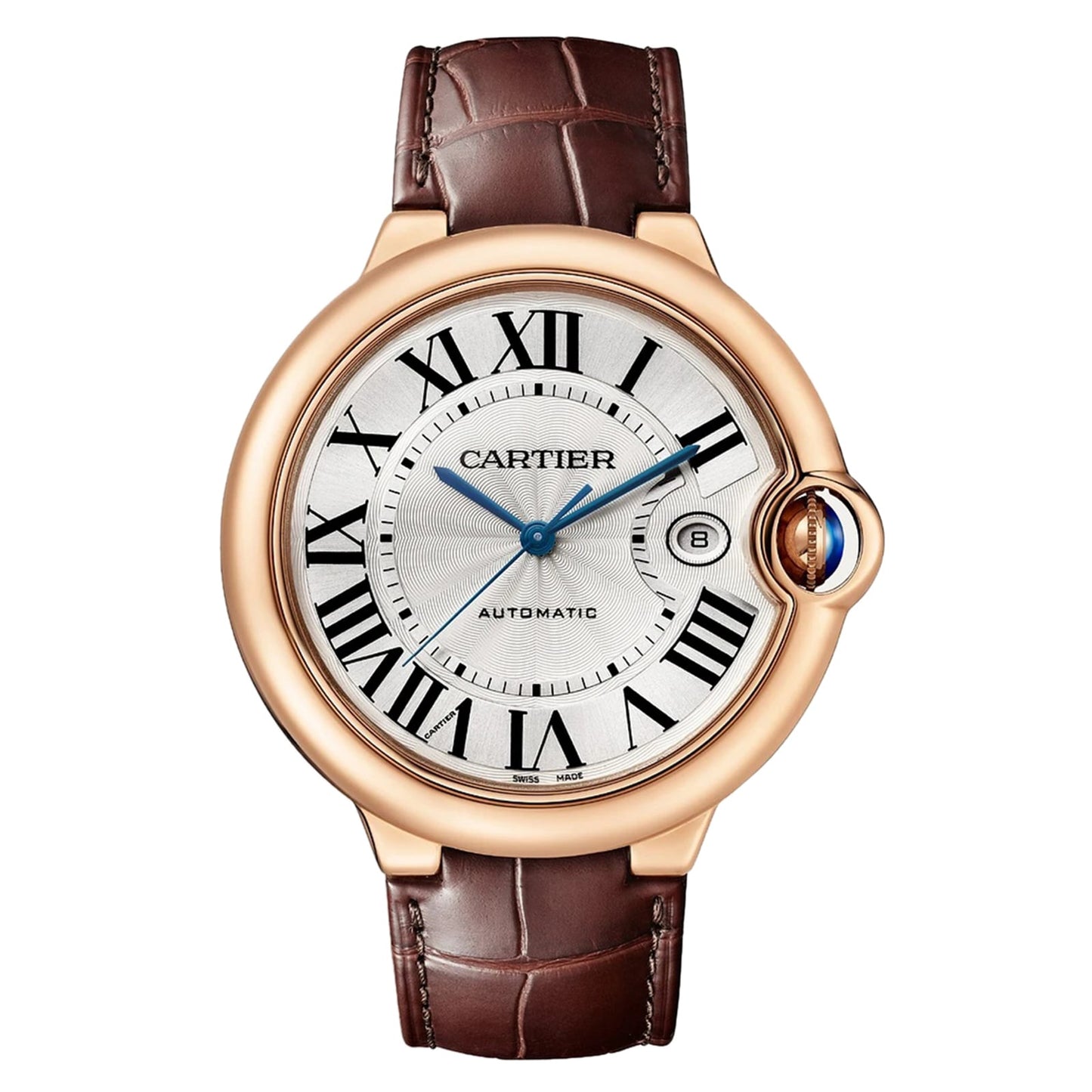Ballon Bleu de Cartier 42 | 42mm, 18K Rose Gold, Alligator Leather, Silver Dial
