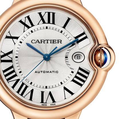 Ballon Bleu de Cartier 42 | 42mm, 18K Rose Gold, Alligator Leather, Silver Dial