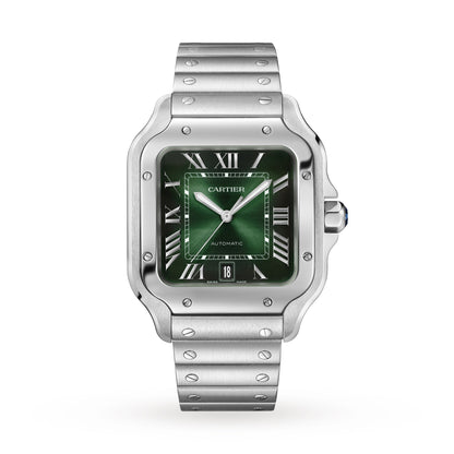 Santos de Cartier Large Model | 40mm, Steel, Green Dial