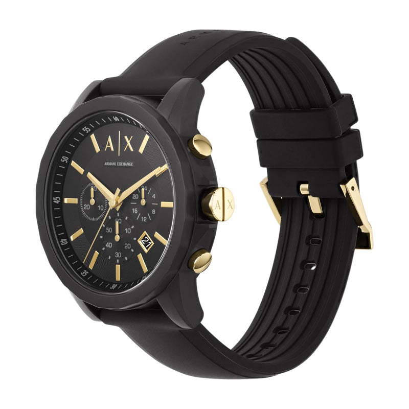 Armani Exchange Outerbanks AX7105 Men's Chronograph Watch – Black Dial with Black Stainless Steel Strap