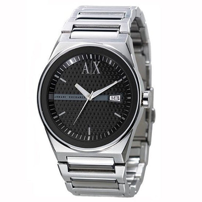 Armani Exchange Hampton AX2103 Men's Chronograph Watch – Black Dial with Silver-Tone Stainless Steel Strap