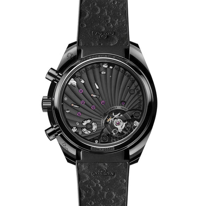 OMEGA Speedmaster Dark Side of the Moon Black Ceramic 44.25mm - Full Black w/ Red Seconds Hand on Rubber Strap