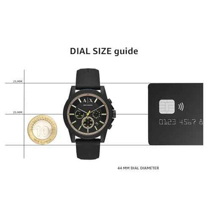 Armani Exchange Outerbanks AX1343 Men's Chronograph Watch – Black Dial with Black Silicone Strap