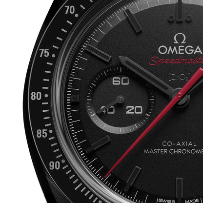 OMEGA Speedmaster Dark Side of the Moon Black Ceramic 44.25mm - Full Black w/ Red Seconds Hand on Rubber Strap