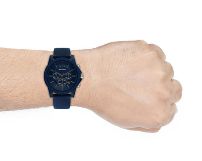 Armani Exchange Outerbanks AX7128 Men's Chronograph Watch – Blue Dial with Blue Silicone Strap