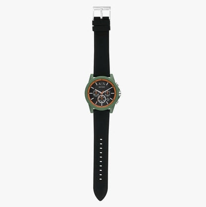 Armani Exchange Outerbanks AX1348 Men's Chronograph Watch – Black Dial with Black Silicone Strap