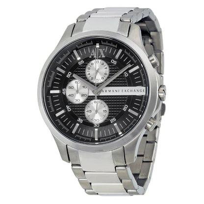 Armani Exchange Hampton AX2152 Men's Chronograph Watch – Black Dial with Silver Stainless Steel Strap