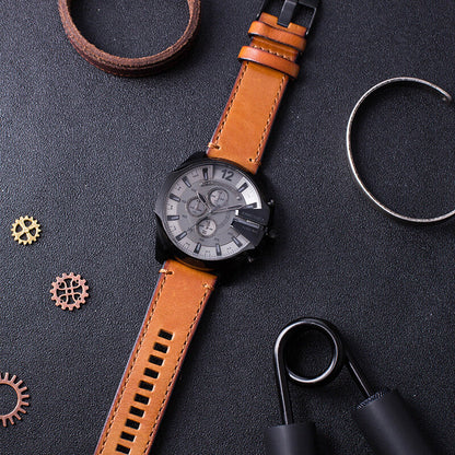 Diesel DZ4463 Mega Chief Chronograph Men's Watch – Grey Dial & Brown Leather Strap