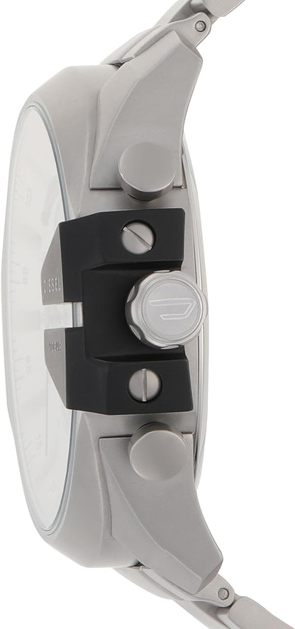 Diesel DZ4501 Mega Chief Chronograph Men's Watch – Silver Dial & Silver Stainless Steel Strap