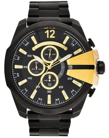 Diesel DZ4338 Mega Chief Chronograph Men's Watch – Black Dial & Black Stainless Steel Strap