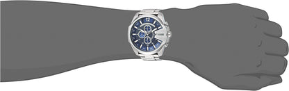 Diesel DZ4417 Mega Chief Chronograph Men's Watch – Blue Dial & Silver Stainless Steel Strap