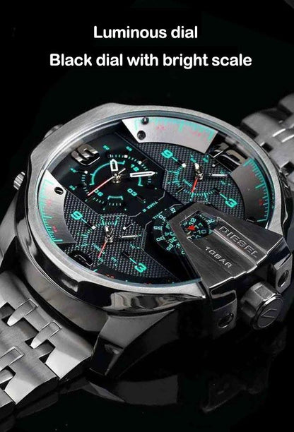 Diesel DZ7372 Uber Chief Chronograph Men's Watch – Black Dial & Grey Stainless Steel Strap