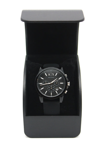 Armani Exchange Outerbanks AX1326 Men's Chronograph Watch – Black Dial with Black Silicone Strap