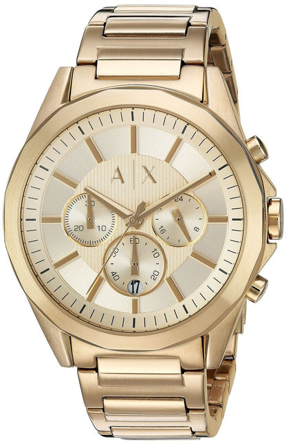 Armani Exchange Drexler AX2602 Men's Chronograph Watch – Gold Dial with Gold Stainless Steel Strap