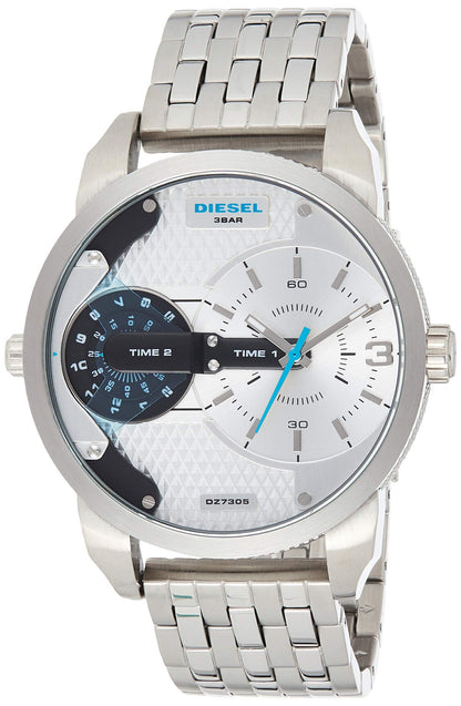 Diesel DZ7305 Mini Daddy Dual Time Men's Watch – Silver Dial & Stainless Steel Strap