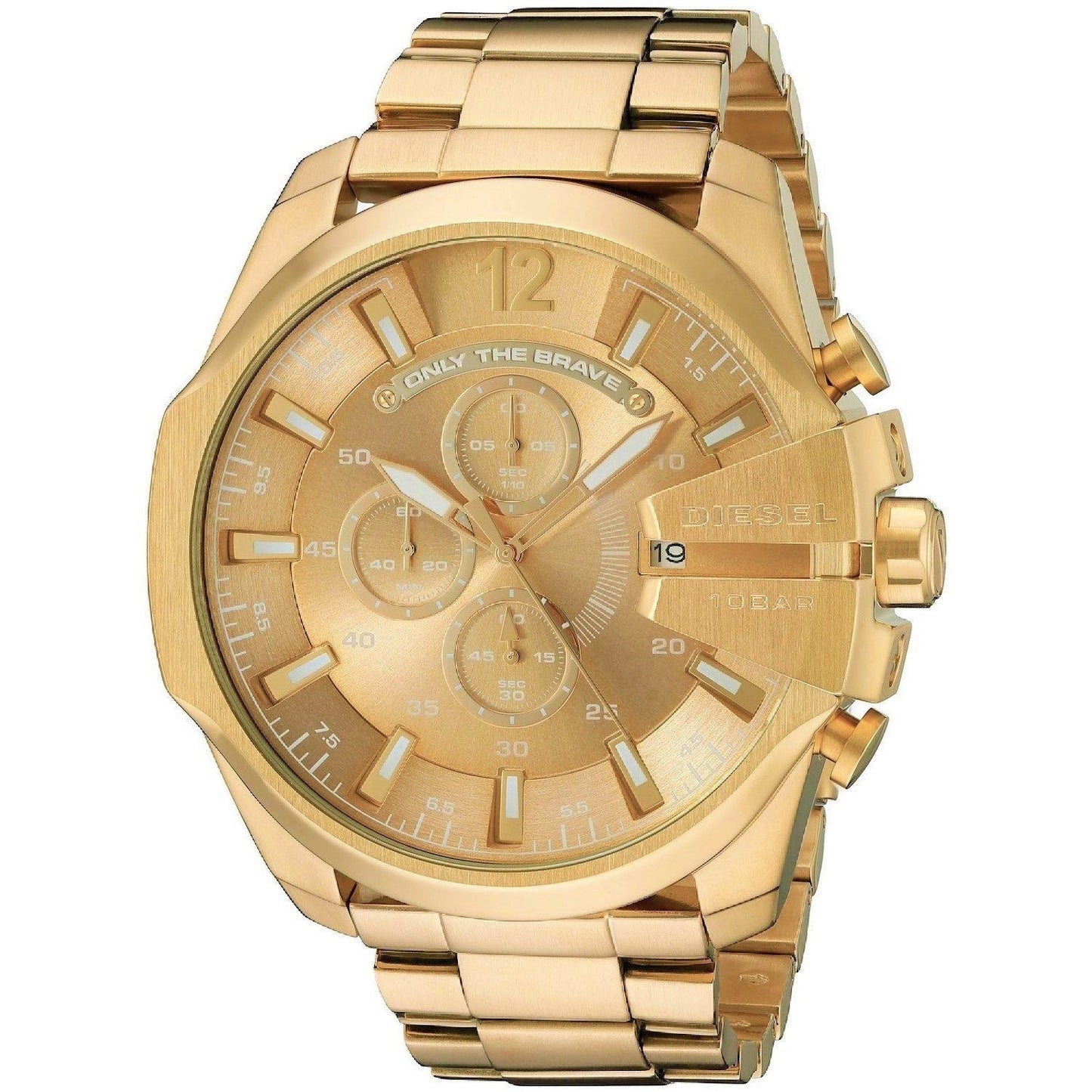 Diesel DZ4360 Mega Chief Chronograph Men's Watch – Gold Dial & Gold Stainless Steel Strap