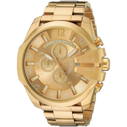 Diesel DZ4360 Mega Chief Chronograph Men's Watch – Gold Dial & Gold Stainless Steel Strap