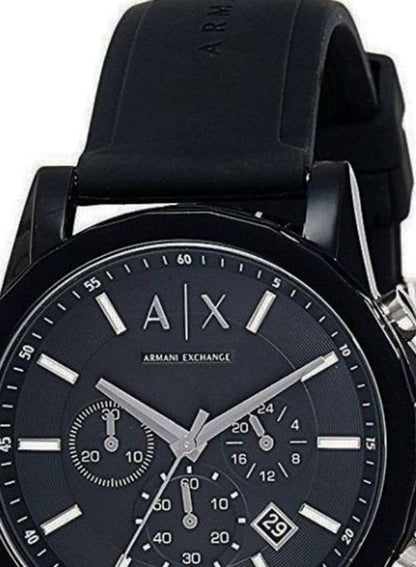 Armani Exchange Outerbanks AX1326 Men's Chronograph Watch – Black Dial with Black Silicone Strap