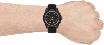 Armani Exchange Outerbanks AX1343 Men's Chronograph Watch – Black Dial with Black Silicone Strap