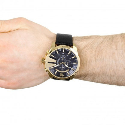 Diesel DZ4344 Mega Chief Chronograph Men's Watch – Black Dial & Black Leather Strap