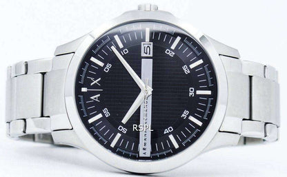 Armani Exchange Hampton AX2103 Men's Chronograph Watch – Black Dial with Silver-Tone Stainless Steel Strap