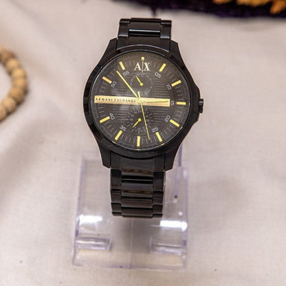 Armani Exchange Hampton AX2121 Men's Chronograph Watch – Black Dial with Black Stainless Steel Strap