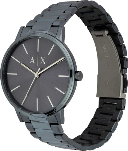 Armani Exchange Cayde AX2702 Men's Analog Watch – Blue Dial with Matching Blue Stainless Steel Strap