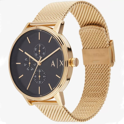 Armani Exchange Cayde AX2715 Men's Chronograph – Black Dial with Gold Mesh Stainless Steel Strap