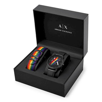 Armani Exchange Cayde AX7120 Men's Analog Watch – Black Dial with Black Leather Strap