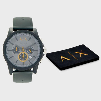 Armani Exchange Outerbanks AX7123 Men's Chronograph Watch – Grey Dial with Grey Silicone Strap
