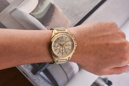 Armani Exchange Drexler AX2602 Men's Chronograph Watch – Gold Dial with Gold Stainless Steel Strap