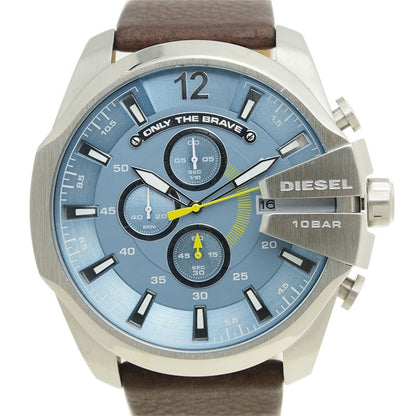 Diesel DZ4281 Mega Chief Chronograph Men's Watch – Blue Dial & Brown Leather Strap