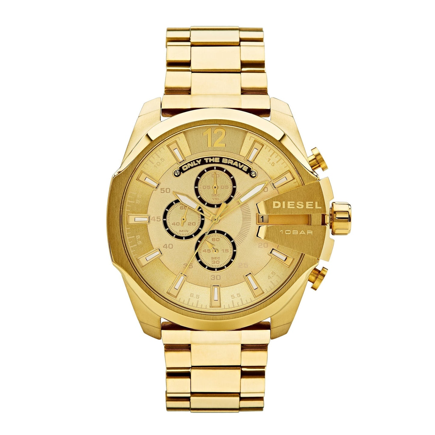Diesel DZ4360 Mega Chief Chronograph Men's Watch – Gold Dial & Gold Stainless Steel Strap