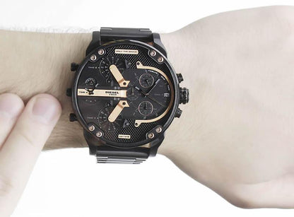 Diesel DZ7312 Big Daddy Chronograph Men's Watch – Black Dial & Black Stainless Steel Strap