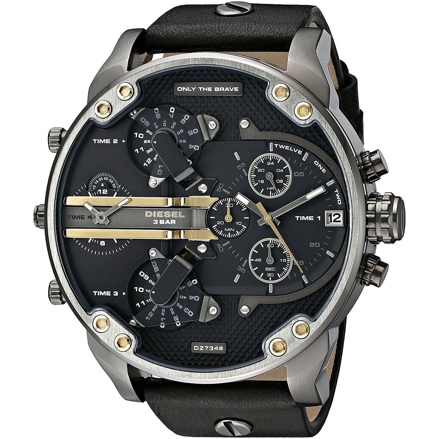 Diesel DZ7348 Mr. Daddy 2.0 Chronograph Men's Watch – Black Dial & Black Leather Strap