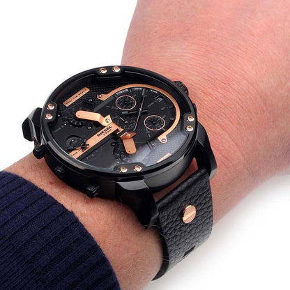 Diesel DZ7350 Mr. Daddy 2.0 Chronograph Men's Watch – Black Dial & Black Leather Strap