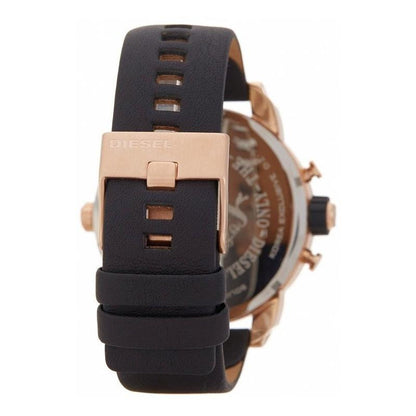 Diesel DZ7282 Little Daddy Men's Watch – Black & Gold Dial & Black Leather Strap