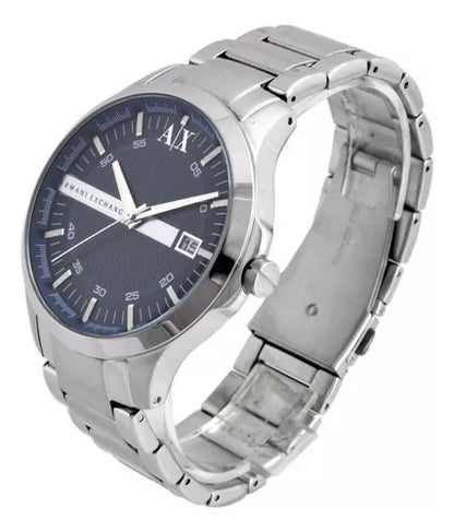 Armani Exchange Hampton AX2132 Men's Chronograph – Blue Dial with Silver Stainless Steel Bracelet