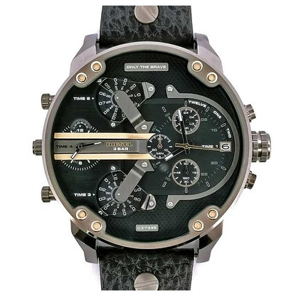 Diesel DZ7348 Mr. Daddy 2.0 Chronograph Men's Watch – Black Dial & Black Leather Strap